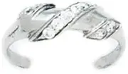 [JewelryWeb] 14ct White Gold CZ Cubic Zirconia Simulated Diamond Adjustable Spiral Body Jewelry toe ring