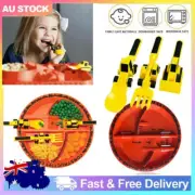Kids Baby Tableware Set Bowls + Fork+ Spoon + Shovel Food Tray Divided PlaRK