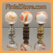 Creamsicle Swirl Marbled Glass 1" Ball Lamp Finial Nickel/Polished/Antique Bases