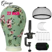 22Inch Manikin Canvas Block Wig Head Mannequin Head Wig Stand Tripod Set for Wig