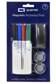 8pc Quartet Accessory Pack Magnetic Storage Cup w /Eraser/Markers For Whiteboard