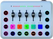 Oimzzr Gaming o Mixer, Streaming Mixer, Streaming PC Mixer with XLR Microphone Interface, Volume Controller, 48V Phan Power, Mute Button, Used For Podcast/Recording/Game voice/Vocal/Video White