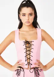 [I AM GIA] Pink Memphis Lace-Up Top
