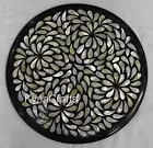 Mother of Pearl Inlay Work Sofa Side Table Top for Bar Black Marble Coffee Table