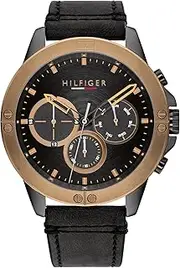 [Tommy Hilfiger] Men's Harley 1791893 Quartz Watch, Black, 46 mm Case Diameter
