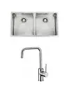 GCML DOUBLE BOWL UNDERMOUNT/TOPMOUNT SINK WITH SINK MIXER