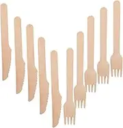 CANIGHT Elegant 200pcs Disposable Forks Knives Set Bamboo Cutlery for Dinner Dessert and Appetizer for Parties Camping and Home