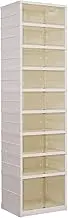 JPSDOWS Shoe Storage Box - Collapsible 9 Tier Shoe Rack Organizer with Doors - Freestanding Shoe Organizer, Collapsible Shoe Racks Shelf for Living Room, Closet, Bedroom, Hallway