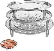 3 Pcs Silver Stainless Steel Steamer Rack, Steamer Rack, Round Cooking Rack, Kitchen 3 Layer Steamer Rack
