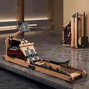 LuusMm Fitness Wooden Water Rowing Machine, Water Resistance Rowing Machine Suitable for Home Gym Fitness, with Monitor, Silent Slide Rails, Full Body Exercise Aerobic Training