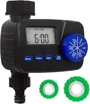 Green Blue Irrigation Control, Electronic Watering Timer with IP55 Protection, Automatic Garden Watering Timer with Display and Manual Start Function