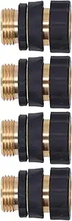 Hyuduo Hose Quick Connect Kit, 4 Sets 3/4in Hose Connector, Washer Adapter Set Quick Connect, Brass Rubber Garden Fittings for Garden, Splitters