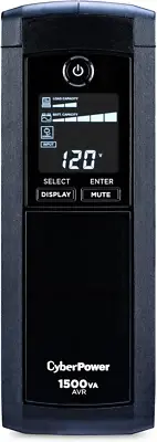 Cyberpower CP1500AVRLCDTAA Intelligent LCD UPS System, 1500VA, 900W, 12 Outlets,