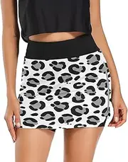 [RPLIFE] Leopard Print Exercise Skort, Womens Skorts, High Waisted Skirts for Women Tummy Control