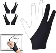 Artists Gloves 4 Pack - Gloves with Two Fingers for Graphics Drawing Tablet, Tablet, Paper Sketching, Suitable for Left and Right Hand (Medium (8.5 x 20 cm))