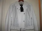 BELSTAFF Soft Luxury White Ivory Leather Jacket (European Size 44) New with Tags