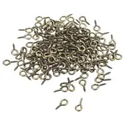 300Pcs Small Screw Eye Hooks Mini Eyelets Screws, 5x10x1.2mm, Bronze Tone