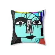 COLORFUL CUBIST SNAKE PRINT PILLOW, SPUN POLYESTER SQUARE PILLOW REMOVABLE COVER