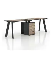 [Innovatec] Arto 2 People Workstation Desk 1 Cabinet 2.4M in Mahogany Black