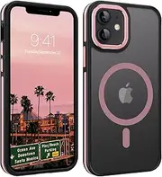 YINLAI Magnetic Case for iPhone 12 Case, iPhone 12 Pro Case, [Compatible with MagSafe] Skin-Friendly Touch Slim Fashion Color Blocking Shockproof Protective Phone Cases for iPhone 12/12 Pro 6.1", Pink