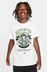 Nike Kids' World Champions Graphic T-Shirt in White/Volt at Nordstrom