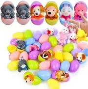 12 Pcs Prefilled Easter Eggs with Stuffed Animal, Plastic Easter Eggs Filled with Animals Toys, Easter Eggs Filled with Plushies, Stuffed Animal Plush Toys for Easter Hunt Filler