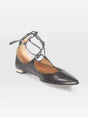 Black Leather Christy Flats