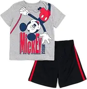 [Disney] Mickey Mouse Donald Duck Goofy Pluto Baby T-Shirt and Mesh Shorts Outfit Set Infant to Little Kid