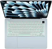 Silicone Keyboard Cover for for Long Nails Compatible with 2021-2025 MacBook Air 13.6" 15" & Pro 14" 16" M1 M2 M3 M4 US/CA ANSI Layout Comfortable Typing Protector Accessories (Mint Green)