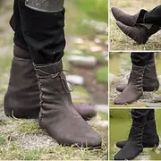 Vintage Medieval Renaissance Shoes Flat Jazz Boots Turn Shoes Ren Faire Pirate Viking Ranger Archery Solid Colored Men's Women's Unisex Celtic Pirate Fantasy H