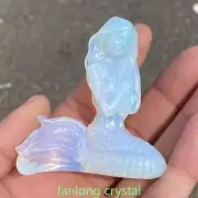 3'' Opalite quartz Crystal Carved Mermaid Skull Reiki healing Random 1pc