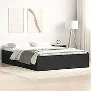 Bed Furniture Bed Frame Without Mattress Black 135x190 cm