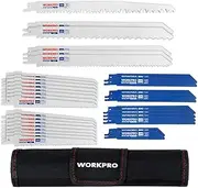WORKPRO 32-Piece Reciprocating Sabre Saw Blades Set for Wood & Metal, with Organizer Pouch, Fits Bosch, Dewalt, Makita, etc.