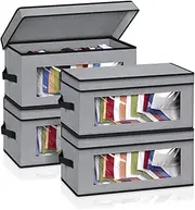SLEEPING LAMB Stackable Hat Organzier for Baseball Caps, 4 PCS Hat Storage Boxes for Closet Hold 60 Caps with Cardboard, Grey