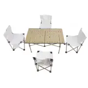 1 Camping Folding Table 4 LARGE Chairs Set Aluminum Alloy Portable EC