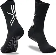 [Lusibaka] Football Socks Mens 9-12 Training Sports Socks Wicking Non Slip Breathable Grip Stretchy Compression Knee High Tube Socks Soccer Athletic Socks for Men Women Teens