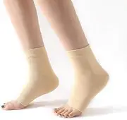 2 Pairs Padded Protection Socks Malleolar Sleeves Protection of Front Foot Shin Achilles Tendon Heel Protector Compression Padded Socks Elastic Pad Sleeve (Light yellow, One Size)
