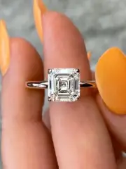 Asscher Cut 2Ct 14K White Gold Plated Engagement Wedding Pretty Ring Moissanite