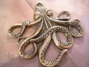 Large Octopus Pendant Antiqued Bronze Steampunk Octopus Pendant Kraken Pendant