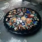 36" Black Marble Corner Side Tea Table Top Semi Precious Inlay stone Art Home De