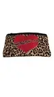 Brighton 2020 Red Heart Leopard Print Canvas Clutch Pouch Cosmetic Zip Top Bag