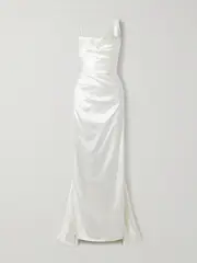 [Vivienne Westwood] Vivienne Westwood - Minerva Draped Silk-satin Gown - Off-white - UK 12 UK 12 Off-white