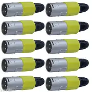 10Pack YELLOW 3pin MALE XLR connector mic cable microphone cord audio plug jack