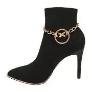 Women Gold Metal Chain Bracelet Shoe Bow Infinity Charm Celebrity Anklet Popstar