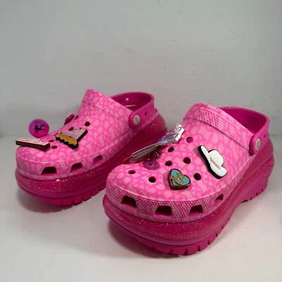 Crocs US Mens 6 Womens 8 Pink Barbie The Movie Mega Crush Clog w/ Jibbitz Charms