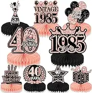 40th Birthday Decorations Women - 8pcs Pink 1983 Birthday Party Decorations Happy 40th Birthday Decorations for Women Rose Gold Honeycomb Centerpiece Party Table Supplies