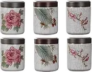 NS Online Small urns Set for 6-3 inches Metal Screw lid Ceramic Mini Urn 6 Piece, Funeral Memorial tiny Urn Hold 3 Cubic inches， Keepsake little ashes Urns for Human， Pet