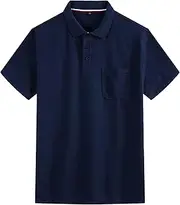 [Generic] Mens Big Tall Cotton Polo Tee Regular Fit Golf T-Shirt Plus Size Solid Color Button Polo Shirt with Pocket