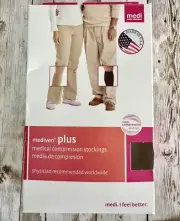 Mediven Plus Compression Stocking Thigh Open Toe 20-30 Size II Petite Plus Beige