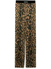 [TOM FORD] Silk Leopard Pants M Brown